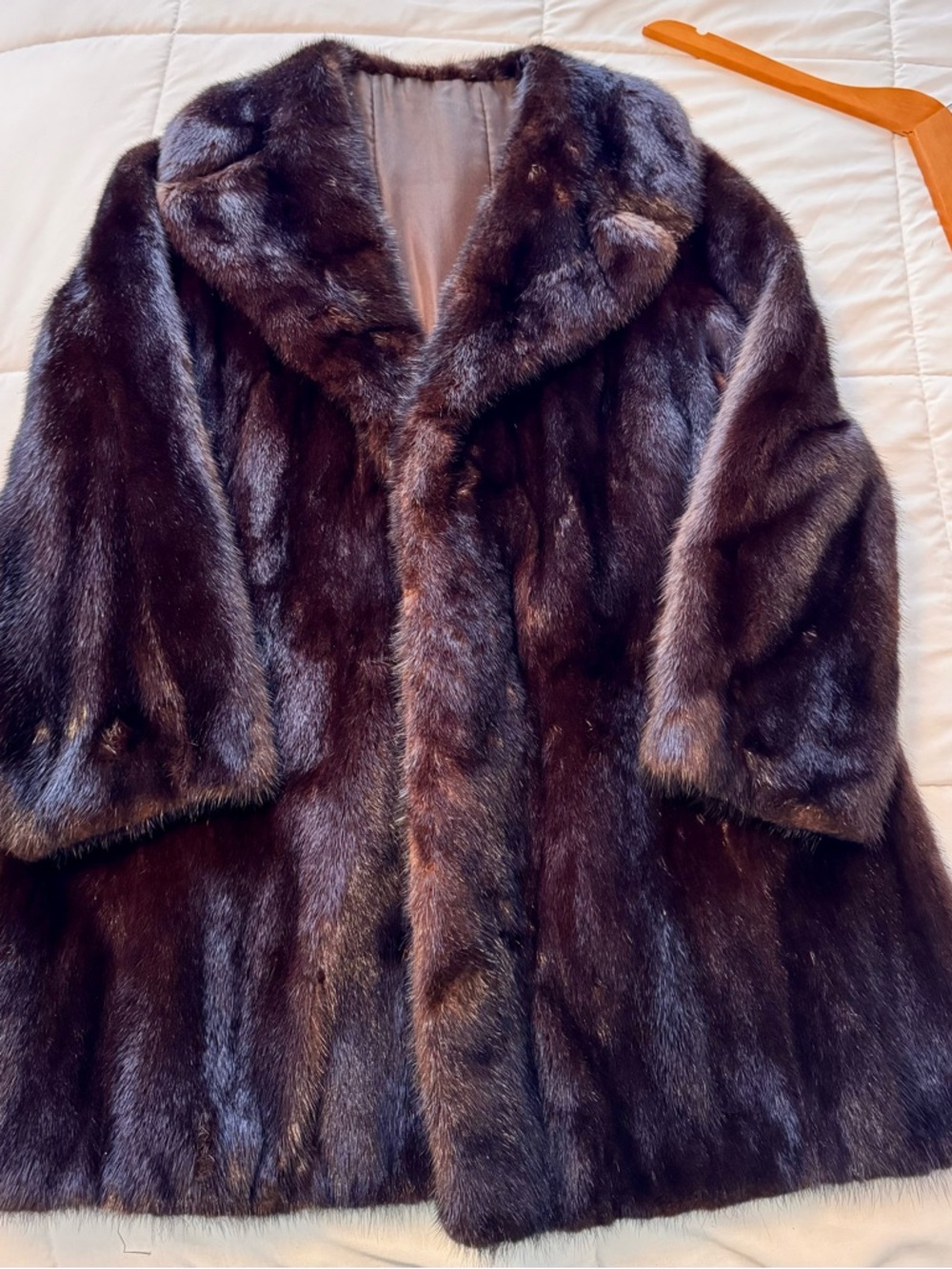 SAGA Mink - Brown Fur Coat - Stroller Length